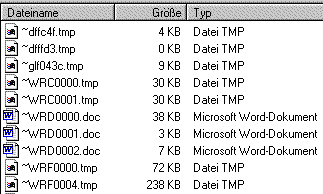 temporäre Datein in't Dateiverwaltungsprogramm